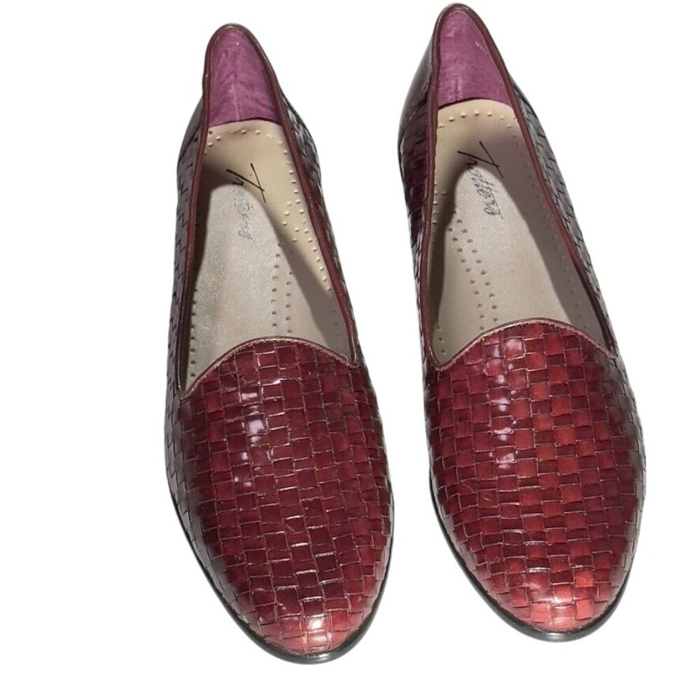 TROTTERS LIZ III Women's Woven Burgundy Leather Slip-On Loafers Size 9.5N - Picture 10 of 10